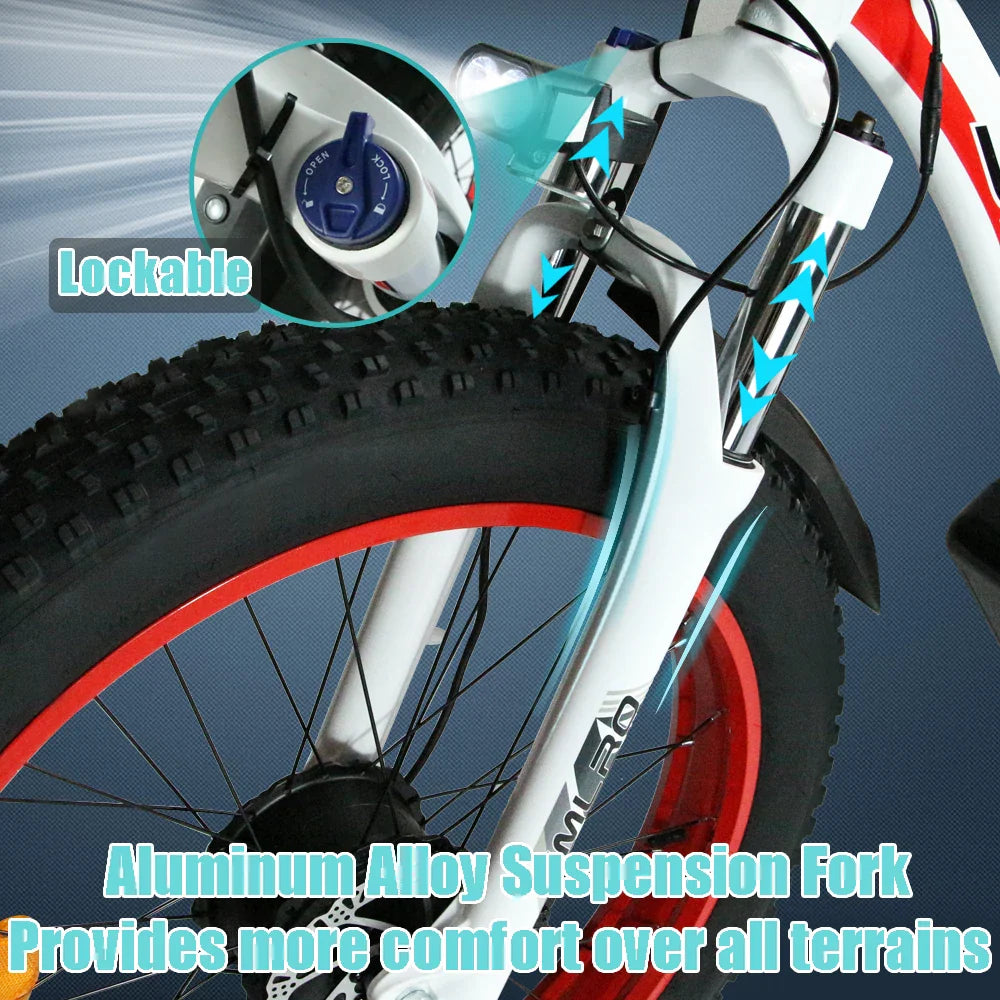 HKM-333011 Dual Motor 2000W Electric Bike 48V 22.4Ah Long Range 26'' Fat Tire Bicycle with Hydraulic Brakes
