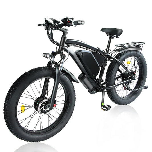HKM-333011 Dual Motor 2000W Electric Bike 48V 22.4Ah Long Range 26'' Fat Tire Bicycle with Hydraulic Brakes