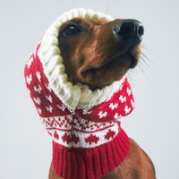 HKM-3330621 Knitted Wool Snowflake Hat for Pets - Warm Winter Casual Style in Various Sizes