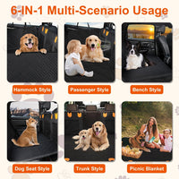 HKM-3330877 Waterproof Dog Car Seat Cover with Hammock Design, Non-Slip Oxford Fabric, Storage Bag & Mesh Window for SUVs and Trucks