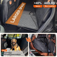 HKM-3330877 Waterproof Dog Car Seat Cover with Hammock Design, Non-Slip Oxford Fabric, Storage Bag & Mesh Window for SUVs and Trucks