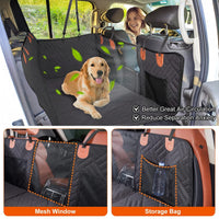 HKM-3330877 Waterproof Dog Car Seat Cover with Hammock Design, Non-Slip Oxford Fabric, Storage Bag & Mesh Window for SUVs and Trucks