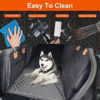 HKM-3330877 Waterproof Dog Car Seat Cover with Hammock Design, Non-Slip Oxford Fabric, Storage Bag & Mesh Window for SUVs and Trucks