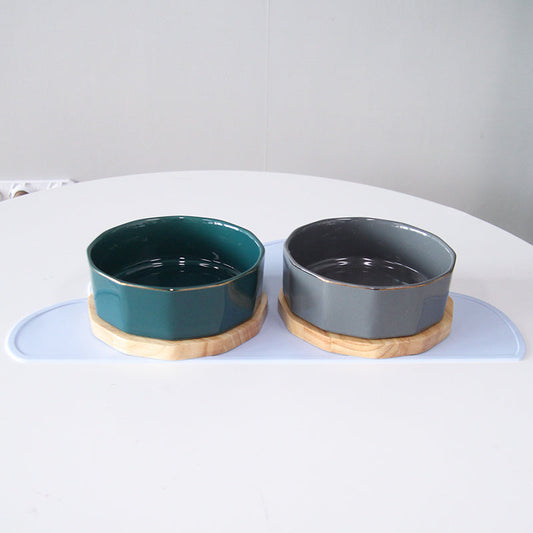 HKM-3332029 Ceramic Nordic Wind Pet Bowl for Cats and Dogs - Medium Size, Three Color Design