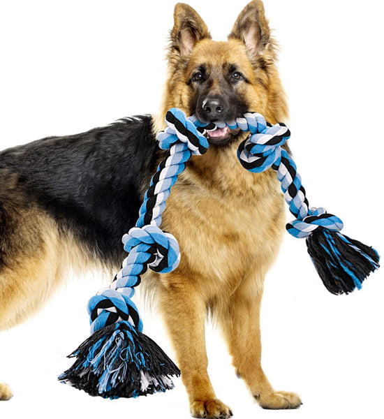 HKM-3332669 Durable Cotton Rope Dog Knot Toy for Chewing and Teeth Cleaning, 90cm Long