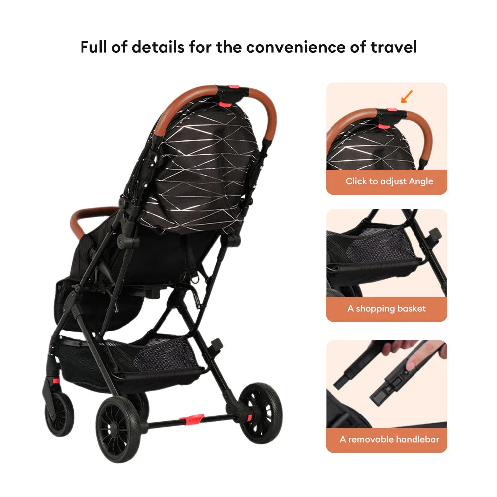 HKM-333267 Lightweight 2-in-1 Baby Stroller with Easy Folding Design