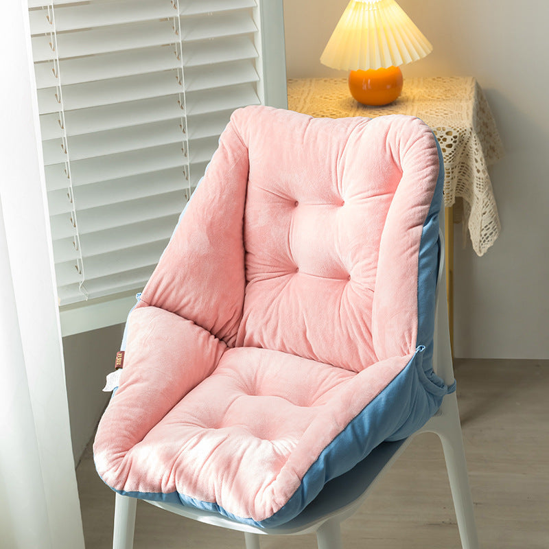 HKM-333459 Breathable Cotton and Linen Chair Cushion - Korean Style Grid Design in Pink and Blue or Grey and Blue