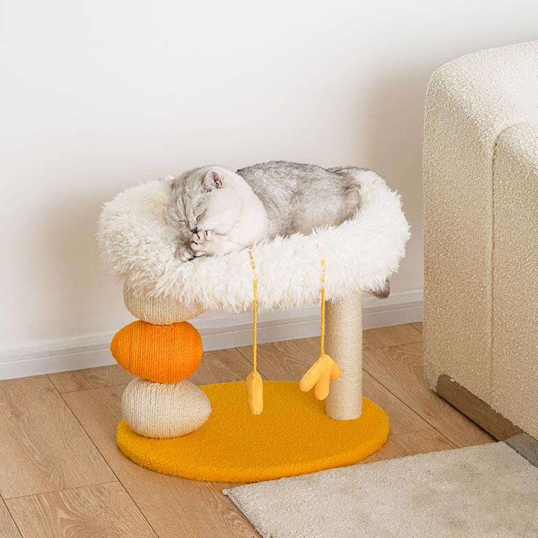 HKM-3335101 Cat Climbing Frame with Multifunctional Jumping Platform for Play and Rest, Yellow