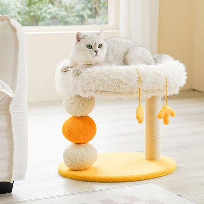 HKM-3335101 Cat Climbing Frame with Multifunctional Jumping Platform for Play and Rest, Yellow