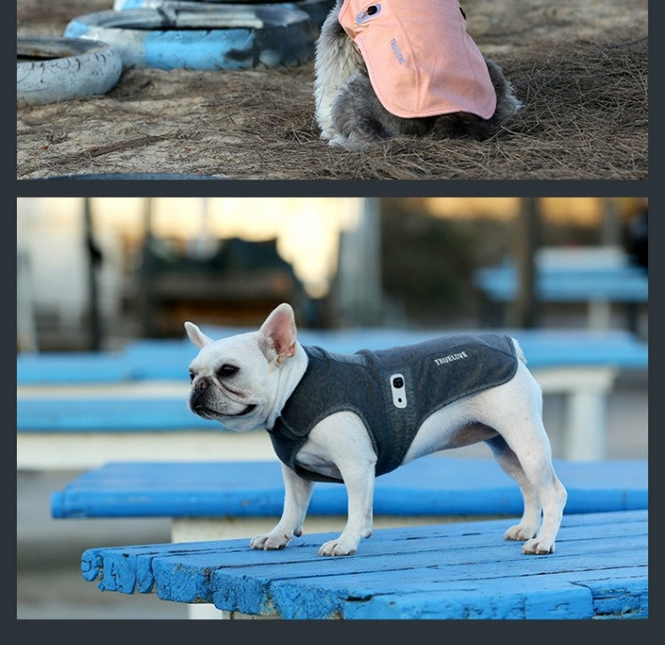 HKM-3336253 Antibacterial Cotton-Padded Dog Coat in Pink and Gray - Reflective, Adjustable Design