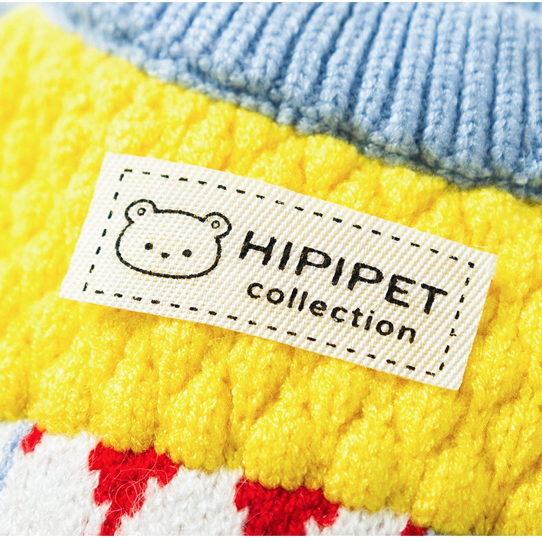 HKM-3336381 Cozy Color-Block Knitted Sweater for Cats and Small Dogs - Soft, Warm Autumn & Winter Wear