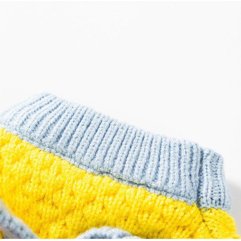 HKM-3336381 Cozy Color-Block Knitted Sweater for Cats and Small Dogs - Soft, Warm Autumn & Winter Wear