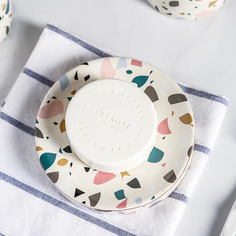 HKM-333651 Luxury Ceramic Bathroom Accessories Set - 4-Piece Soap Dispenser and Mouthwash Cup Collection