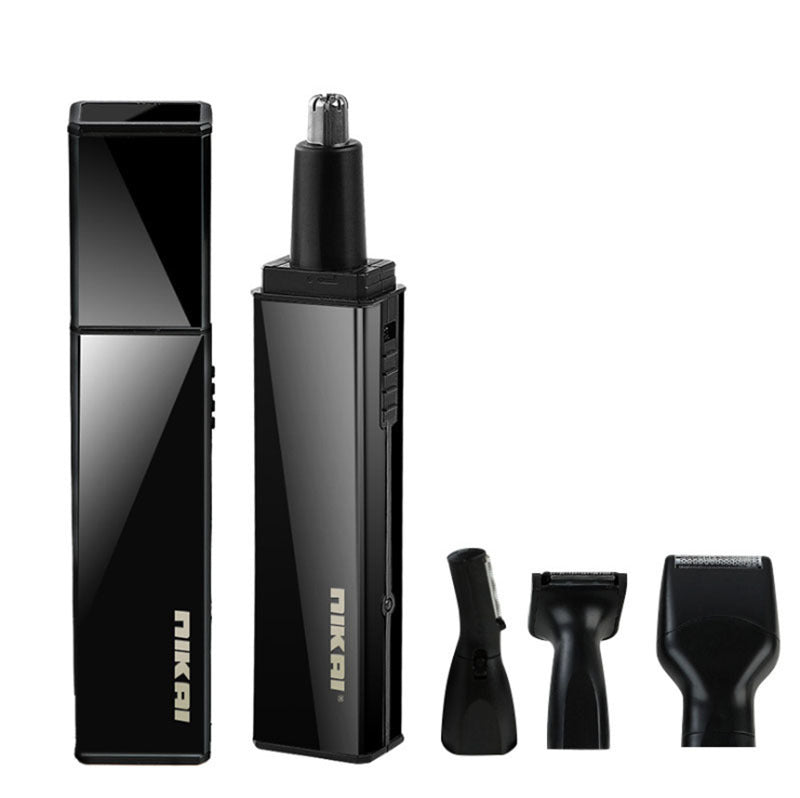 HKM-333651 Rechargeable Black Multifunctional Razor with Alternative Head and Waterproof Design