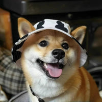 HKM-3336637 Cute Summer Bucket Hat for Pets with Exposed Ears in Color Grid Patterns