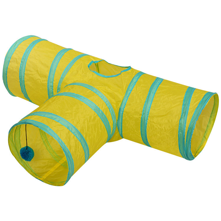HKM-3336893 Foldable Multi-Channel Pet Tunnel for Cats and Dogs - Indoor Play Tent for Small Pets
