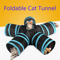 HKM-3336893 Foldable Multi-Channel Pet Tunnel for Cats and Dogs - Indoor Play Tent for Small Pets