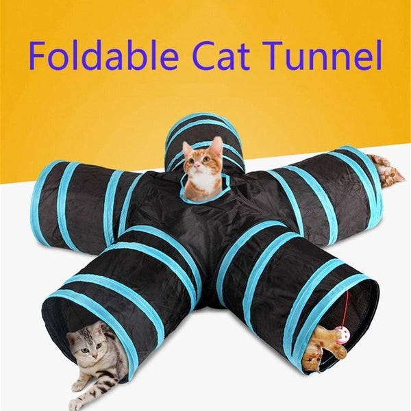 HKM-3336893 Foldable Multi-Channel Pet Tunnel for Cats and Dogs - Indoor Play Tent for Small Pets