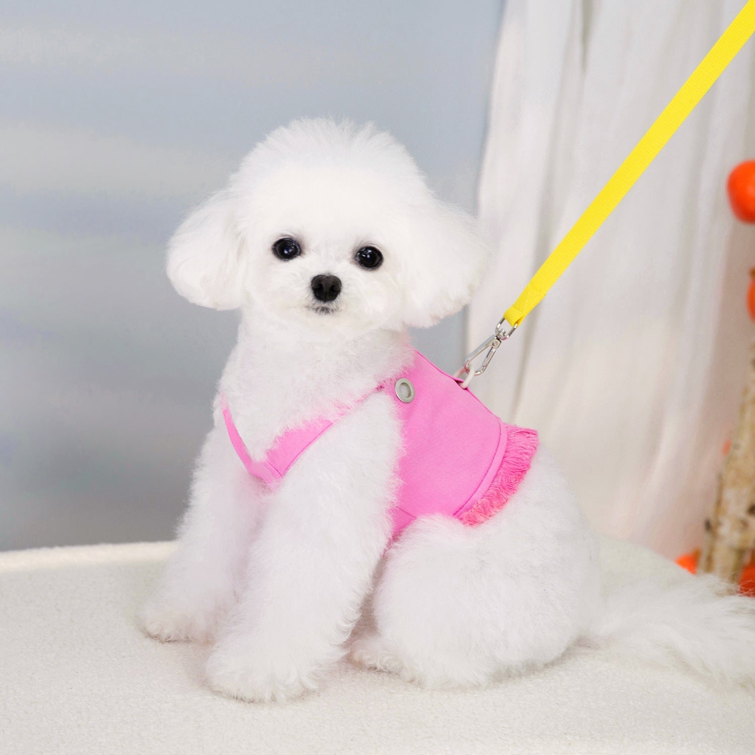 HKM-3337405 Casual Cotton Pet Traction Vest in Rose Red, Yellow, Light Green - Sizes S to XXL