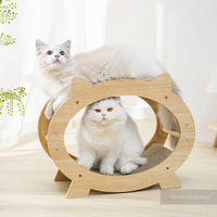 HKM-3337789 Cat Scratching Board – Durable Wood Construction, Multifunctional Design for Claw Grinding and Play, 54x22.5x19cm