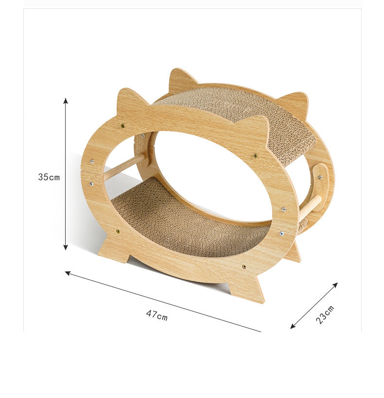 HKM-3337789 Cat Scratching Board – Durable Wood Construction, Multifunctional Design for Claw Grinding and Play, 54x22.5x19cm