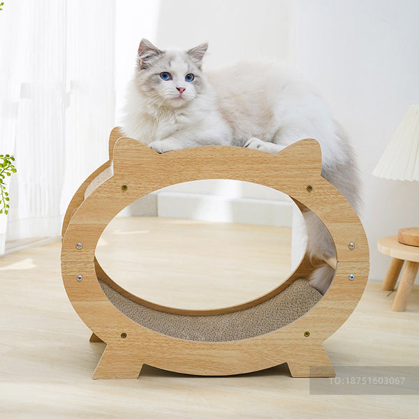 HKM-3337789 Cat Scratching Board – Durable Wood Construction, Multifunctional Design for Claw Grinding and Play, 54x22.5x19cm