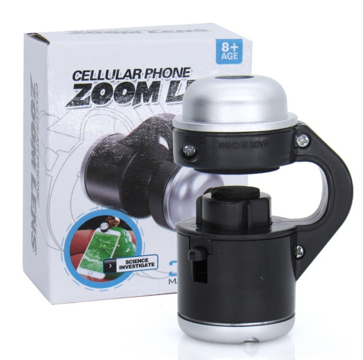 HKM-333779 30x Mobile Phone Lens Microscope with LED Light for Enhanced Night Observation