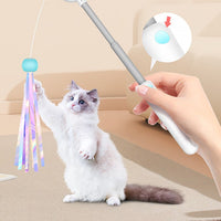 HKM-3338429 Adjustable Feather Teaser Stick with Gravity Bounce and Replaceable Heads for Cats