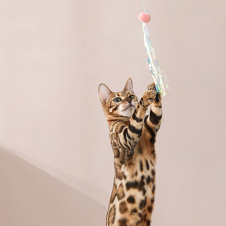 HKM-3338429 Adjustable Feather Teaser Stick with Gravity Bounce and Replaceable Heads for Cats