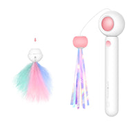HKM-3338429 Adjustable Feather Teaser Stick with Gravity Bounce and Replaceable Heads for Cats