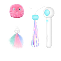 HKM-3338429 Adjustable Feather Teaser Stick with Gravity Bounce and Replaceable Heads for Cats