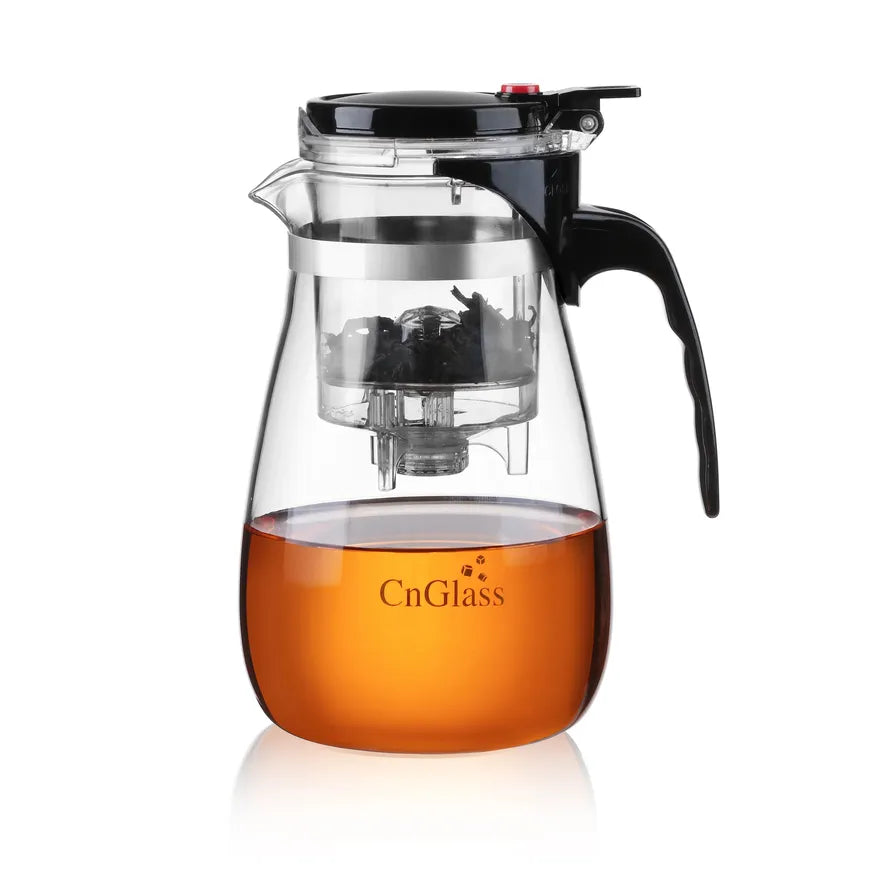HKM-333843 Borosilicate Glass Brew Pot with Press for Coffee and Tea, Stovetop Safe, 30.5oz Capacity