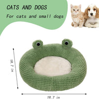 HKM-3339069 Frog-Shaped Plush Cat Bed Nest for Small Pets - Comfortable Indoor Kennel for Cats, Kittens, and Dogs