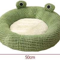HKM-3339069 Frog-Shaped Plush Cat Bed Nest for Small Pets - Comfortable Indoor Kennel for Cats, Kittens, and Dogs