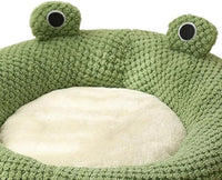 HKM-3339069 Frog-Shaped Plush Cat Bed Nest for Small Pets - Comfortable Indoor Kennel for Cats, Kittens, and Dogs