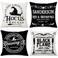 HKM-333907 Halloween Decorative Pillow Cover with Witch Broom and Festive Patterns, 45x45cm Nordic Style