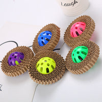 HKM-3340221 Corrugated Paper Cat Toy Ball - 7cm Diameter in Red, Green, and Purple