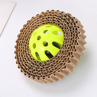 HKM-3340221 Corrugated Paper Cat Toy Ball - 7cm Diameter in Red, Green, and Purple