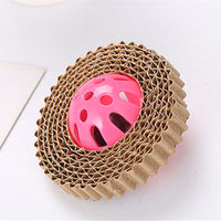 HKM-3340221 Corrugated Paper Cat Toy Ball - 7cm Diameter in Red, Green, and Purple