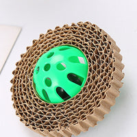 HKM-3340221 Corrugated Paper Cat Toy Ball - 7cm Diameter in Red, Green, and Purple