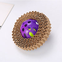 HKM-3340221 Corrugated Paper Cat Toy Ball - 7cm Diameter in Red, Green, and Purple