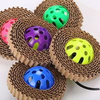 HKM-3340221 Corrugated Paper Cat Toy Ball - 7cm Diameter in Red, Green, and Purple