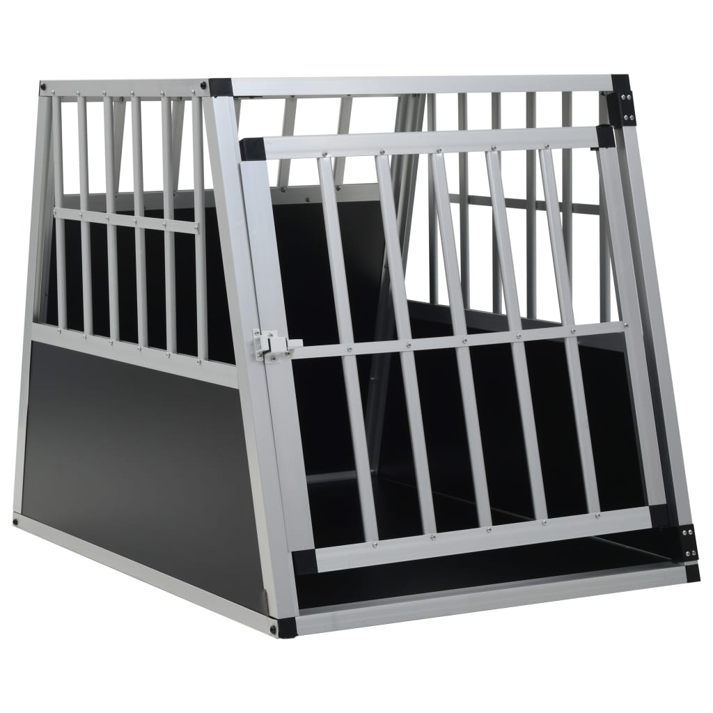 HKM-3341629 Dog Transport Crate with Single Door, Aluminum and MDF, 65 x 91 x 69.5 cm, Lightweight Design for Easy Travel