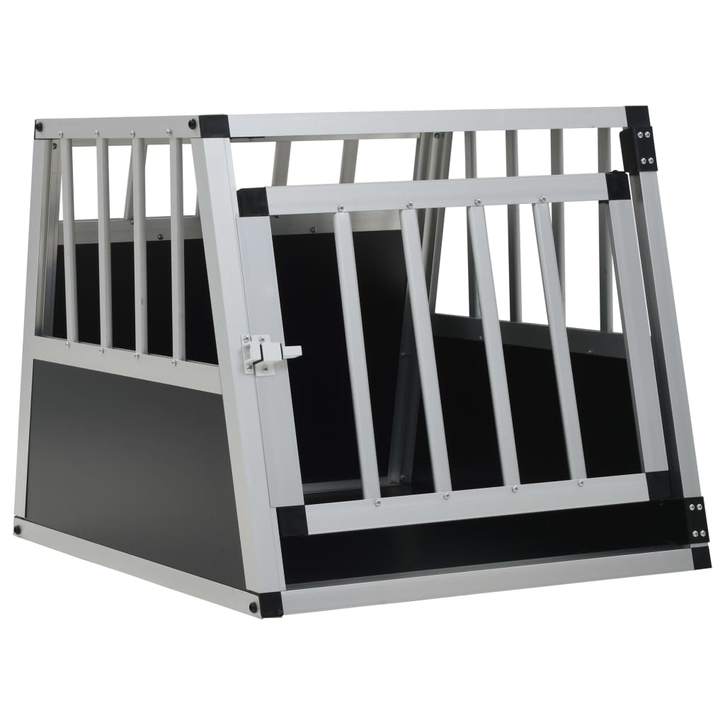 HKM-3341629 Dog Transport Crate with Single Door, Aluminum and MDF, 65 x 91 x 69.5 cm, Lightweight Design for Easy Travel