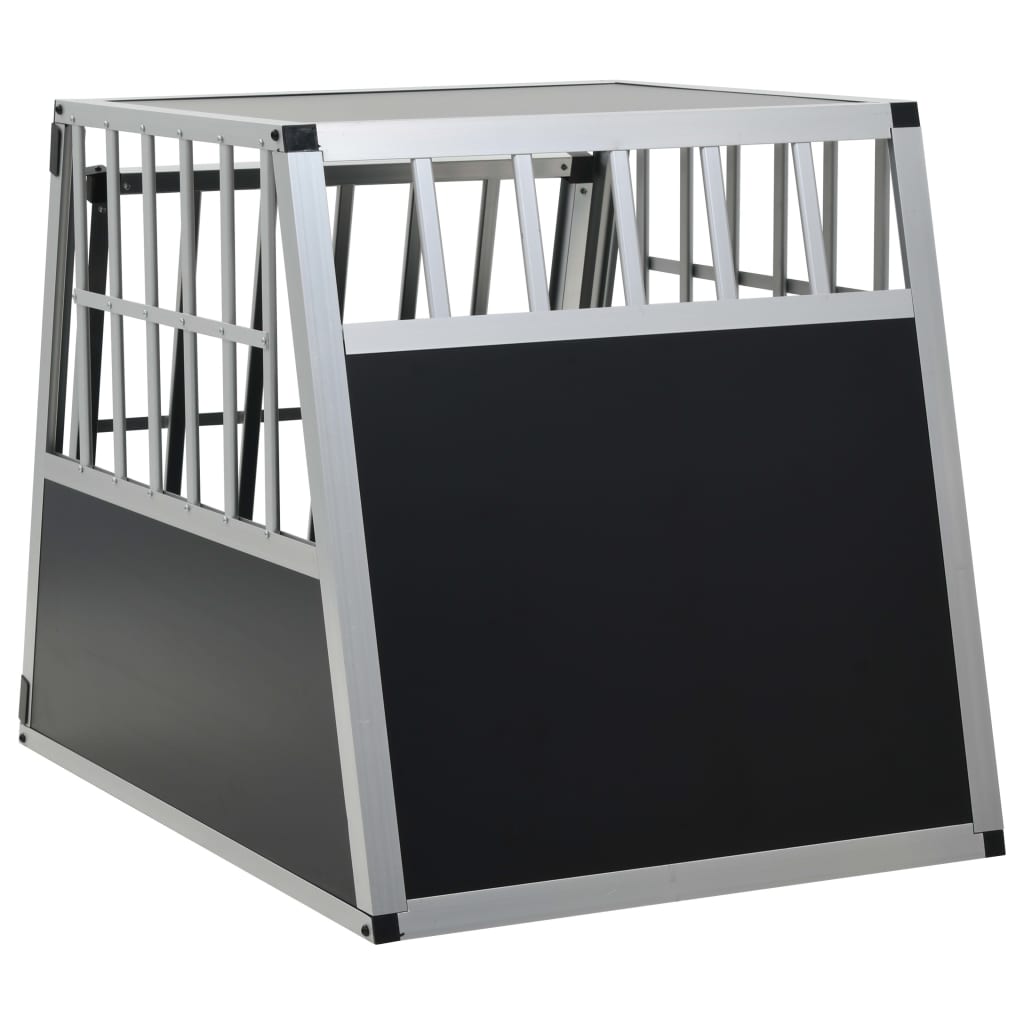 HKM-3341629 Dog Transport Crate with Single Door, Aluminum and MDF, 65 x 91 x 69.5 cm, Lightweight Design for Easy Travel