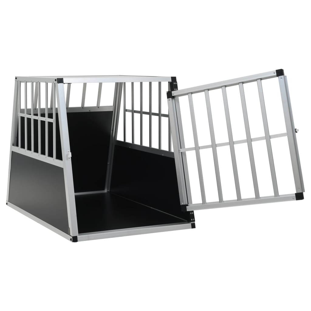 HKM-3341629 Dog Transport Crate with Single Door, Aluminum and MDF, 65 x 91 x 69.5 cm, Lightweight Design for Easy Travel