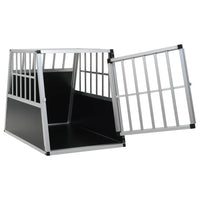 HKM-3341629 Dog Transport Crate with Single Door, Aluminum and MDF, 65 x 91 x 69.5 cm, Lightweight Design for Easy Travel