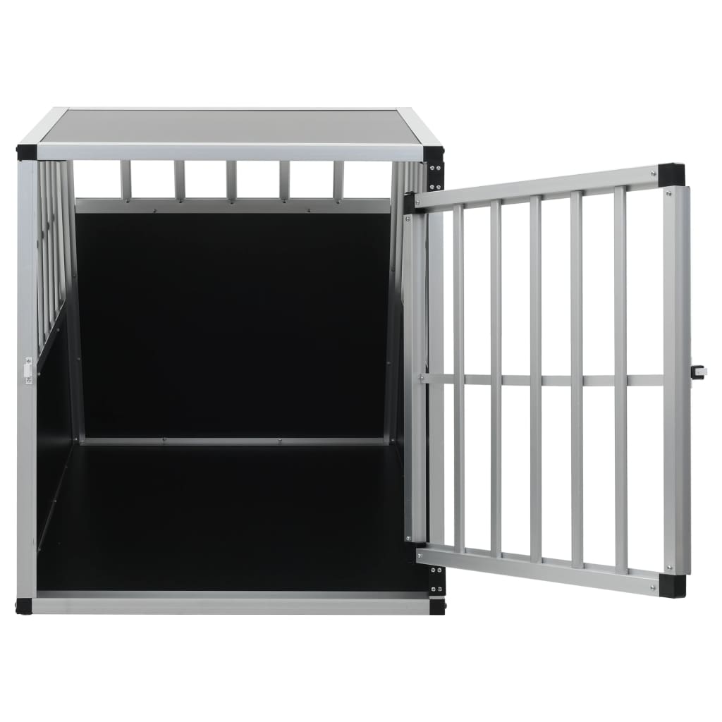 HKM-3341629 Dog Transport Crate with Single Door, Aluminum and MDF, 65 x 91 x 69.5 cm, Lightweight Design for Easy Travel
