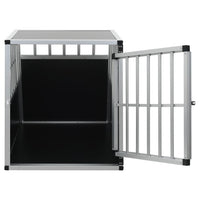 HKM-3341629 Dog Transport Crate with Single Door, Aluminum and MDF, 65 x 91 x 69.5 cm, Lightweight Design for Easy Travel