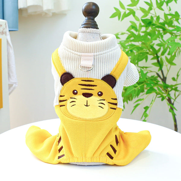 HKM-3341757 Cute Corduroy Little Tiger Suspender Pants for Dogs - Multiple Sizes Available